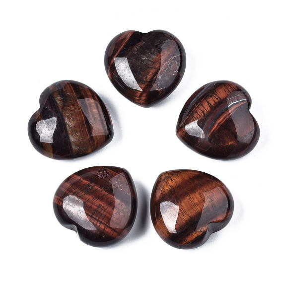 Natural Red Tiger Eye, No Hole, Heart Love Stone, Pocket Palm Stone for Reiki Balancing