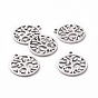 201 Stainless Steel Pendants, Filigree Joiners Findings, Laser Cut, Flat Round with The Tree of Life
