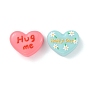 Macaron Color Opaque Reisn Cabochons, Heart with Word