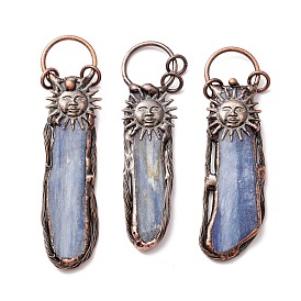 Natural Kyanite Big Pendants, with Red Copper Tone Tin Findings, Lead & Nickel & Cadmium Free, Nuggets