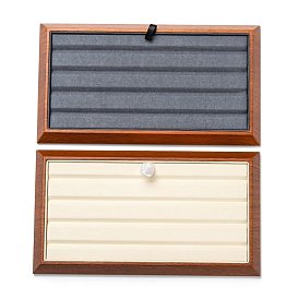 Rectangle Wood Pesentation Jewelry Diamond Display Tray, Covered with Microfiber, Coin Stone Organizer