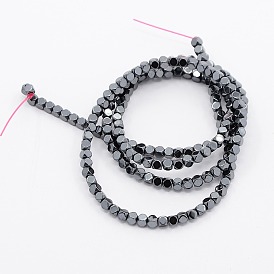 Faceted Non-magnetic Synthetic Hematite Cube Beads Strands, 2x2x2mm, Hole: 1mm, about 178pcs/strand, 15.7 inch