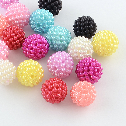 Acryliques perles imitation de perles, perles baies, perles rondes combinées, 12mm, trou: 1.5 mm, environ 870 pcs / 500 g