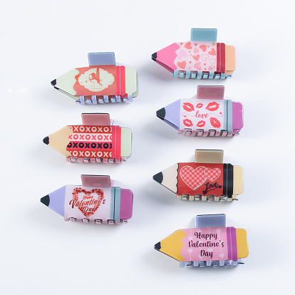 Pinces à cheveux en PVC en forme de crayon pour la saint-valentin, accessoires pour cheveux pour femmes et filles