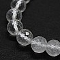 Naturelles cristal de quartz brins de perles, cristal de roche, à facettes (64 facettes), ronde