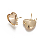 304 Stainless Steel Stud Earring Settings, with Loop, Heart, Real 18K Gold Plated