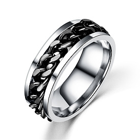 Titanium Steel Rotating Finger Ring, Fidget Spinner Ring for Calming Worry Meditation