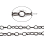Iron Cable Chains, Textured, Unwelded, with Spool, Flat Oval