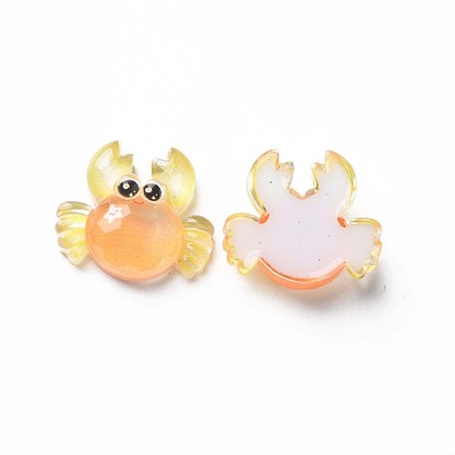 Transparent Epoxy Resin Cabochons, with Glitter Powder, Crab