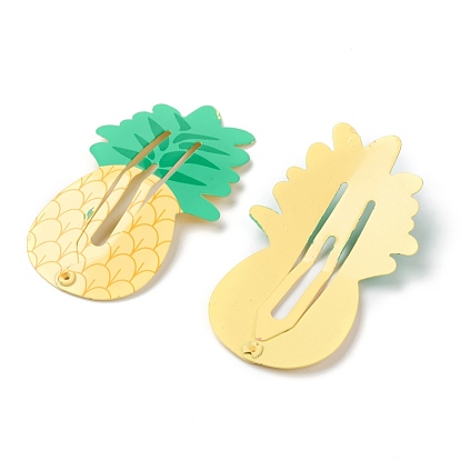Baking Painted Iron Snap Hair Clips, for Children's Day, Pineapple