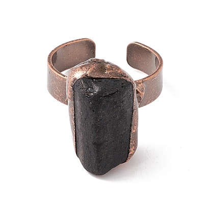Gemstone Irregular Nugget Open Cuff Ring, Red Copper Brass Jewelry for Women, Cadmium Free & Lead Free