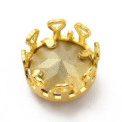 Round Shaped Sew on Rhinestone, Glass Rhinestone, Garments Accessories, Multi-Strand Links, with Golden Tone Brass Findings
