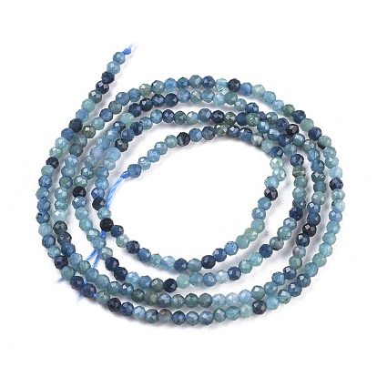 Fil de perles de tourmaline bleue naturelle, ronde, facette