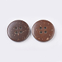 Wooden Buttons, 4-Hole, Flat Round
