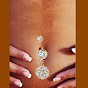 Joyería piercing, anillo de ombligo de circonita cúbica de latón, anillos del vientre, con barra de acero inoxidable quirúrgico, sin plomo y cadmio, flor