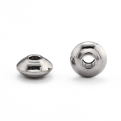 Perles rondes plates 304 en acier inoxydable, 8x4mm, Trou: 2mm
