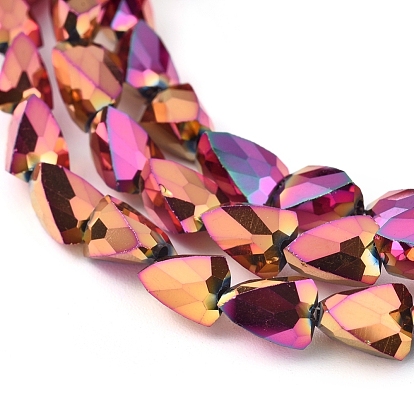 Perles en verre electroplate, plein plaqué, facette, triangle