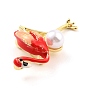 Broche en alliage flamant rose avec perle en résine, épinglette animal exquise pour fille femmes, or