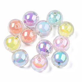 Perles acryliques transparentes, Perle en bourrelet, ronde, couleur ab 