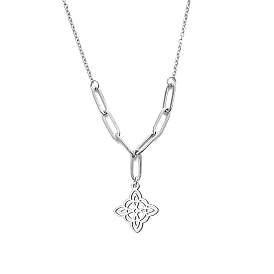 Titanium Steel Pendant Necklace, Witch Knot