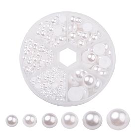 1Box ABS Plastic Imitation Pearl Dome Cabochons, Half Round, 4~12x2~6mm, about 690pcs/box