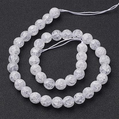 Crépitement synthétiques perles de quartz brins, 128 facettes, ronde, Trou: 1mm