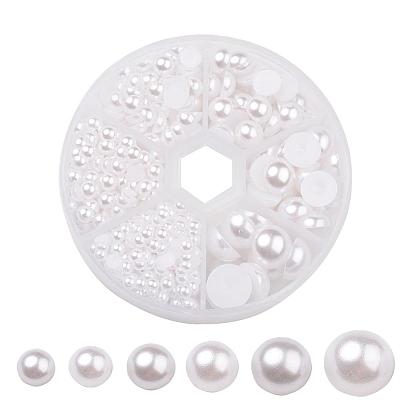1 box abs cabochons en plastique imitation dôme perle, demi-tour, 4~12x2~6 mm, sur 690 pcs / boîte