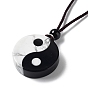 Natural Obsidian & Howlite Pendant Necklaces, Yin Yang