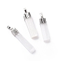Natural Selenite Pendants, Cuboid Charms, with Rack Plating Brass Findings