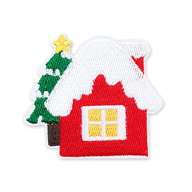 Christmas Theme Computerized Embroidery Polyester Self-Adhesive /Sew on Patches, Costume Accessories, Appliques, House