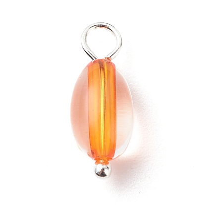 Transparent Acrylic Pendants, with Brass Finding, Oval
