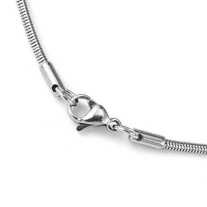 Collar de cadena de espina de pescado para los hombres, 304 collares de cadena de serpiente de acero inoxidable, con cierre de langosta