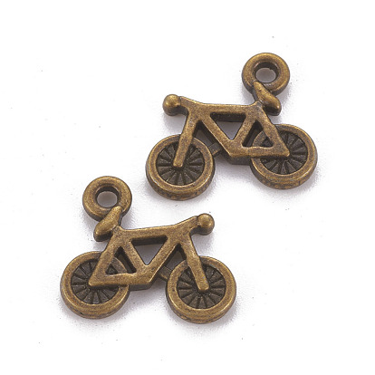 Tibetan Style Pendants, Lead Free and Cadmium Free, Bicycle, 13.5x16x2mm, Hole: 1mm