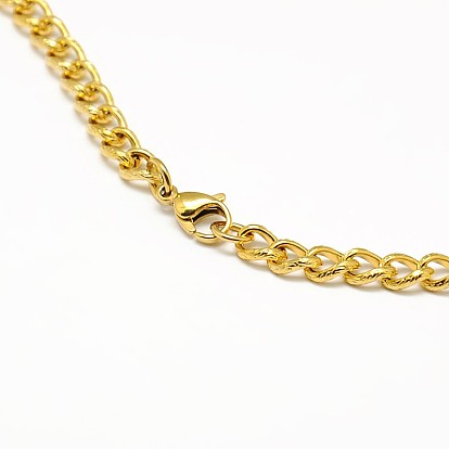 304 Stainless Steel Curb Chain/Twisted Chain Necklace Making, with Lobster Claw Clasps, 22 inch ~24 inch (559~610mm), 5.5mm