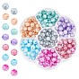 Superfindings 175pcs 7 couleurs opaques perles de verre craquelées peintes, facette, ronde