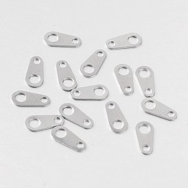 316 Surgical Stainless Steel Chain Tabs, Chain Extender Connectors, 8x4x1mm, Hole: 1mm & 2mm