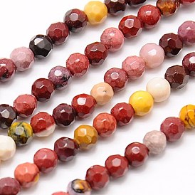 Natural Mookaite Beads Strands, Faceted, Round, 4mm, Hole: 1mm, about 90pcs/strand, 15.35 inch