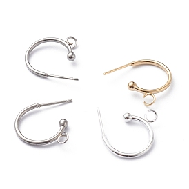 304 Stainless Steel Half Hoop Earrings