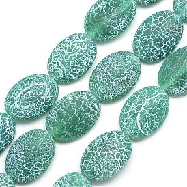 Natural Weathered Agate Beads Strands, Frosted, Dyed, Oval