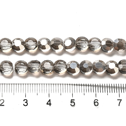 Chapelets de perles en verre, facette, plat rond, 6x4mm, Trou: 1mm