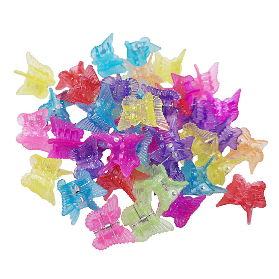 Kids Hair Accessories, Plastic Claw Hair Clips, with Glitter Powder, Butterfly