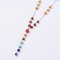 Chakra Jewelry, Natural & Synthetic Gemstone Beaded Necklaces, with Alloy Magnetic Clasps, Rhinestone Beads