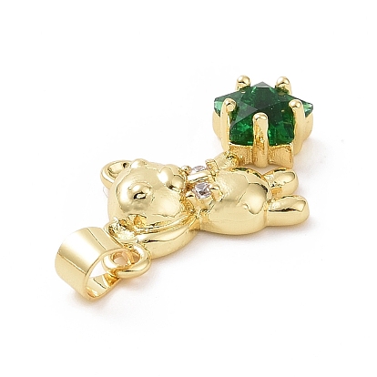 Micro cuivres ouvrent pendentifs zircone cubique, ours avec breloque étoile, or