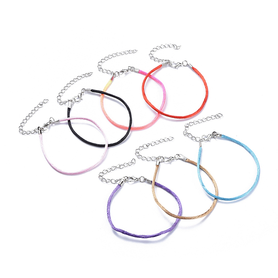 Nylon Cord Bracelets, with Zinc Alloy Lobster Claw Clasps and Iron Extender Chains