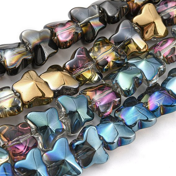 Brins de perles de verre transparentes à moitié plaquées par galvanoplastie, papillon