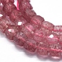 Natural Strawberry Quartz Beads Strands, Gradient Style, Square, Faceted