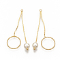 Brass Pendants, with ABS Plastic Imitation Pearl, Nickel Free, Real 18K Gold Plated, Ring