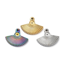 Ion Plating(IP) 304 Stainless Steel Pendant Cabochon Settings, Open Back Settings, Fan