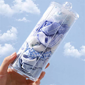 Boîte de rangement en plastique transparent, pour élastique à cheveux, colonne