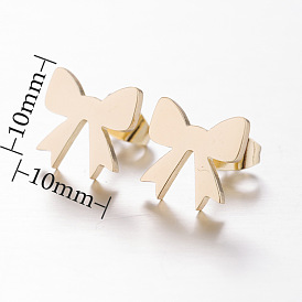Cute Stainless Steel Bow Stud Earrings - Sweet and Fashionable Butterfly Design.
